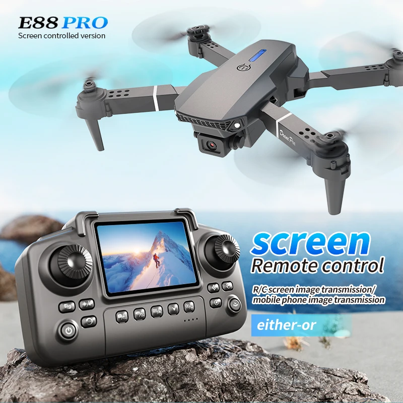 Dron Rc Quadcopter - Profesyonel E88 PRO Drone ekranlı 8K