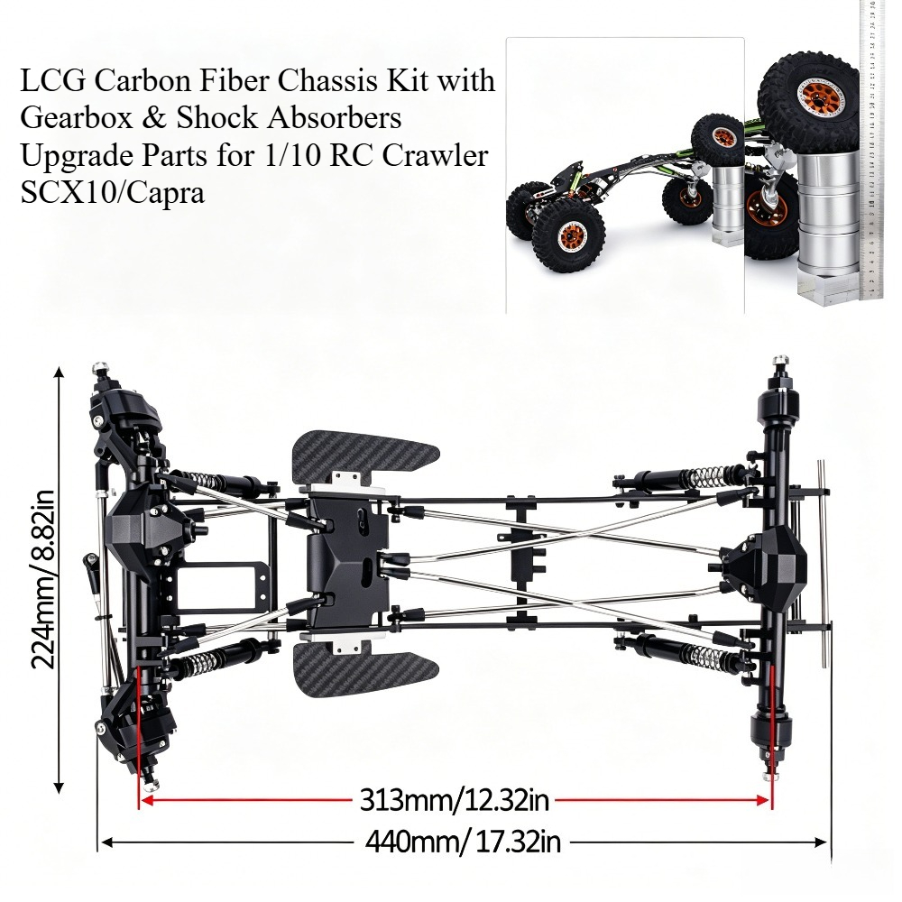 Rc Rock Crawler - 1/10 RC Kaya Tırmanıcısı LCG Karbon