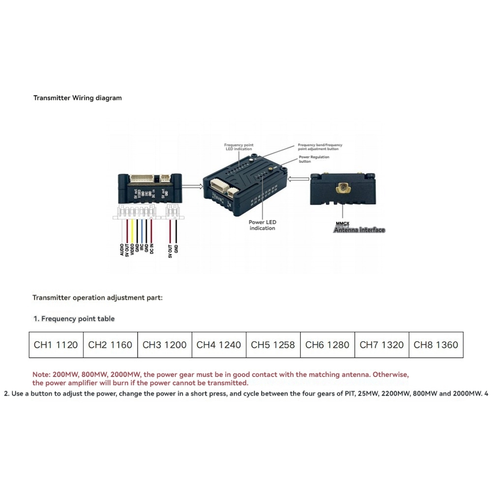 Rc Transmitter - AS96-1.2G 2W VTX 8CH 2000Mw FPV