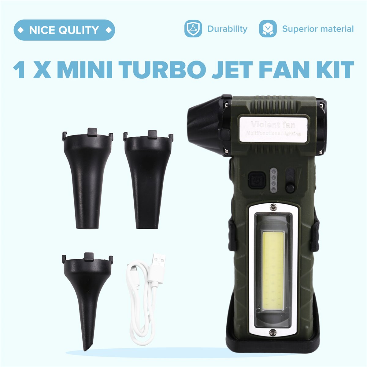 AT59 El Tipi Turbo Jet Fan LED - Brushless Motor incelemesi ve fiyatı
